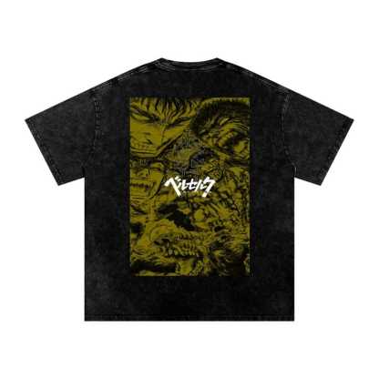 Berserk Anime Acid Wash Oversize T-Shirt Berserk Guts Anime Tee Gift For Him