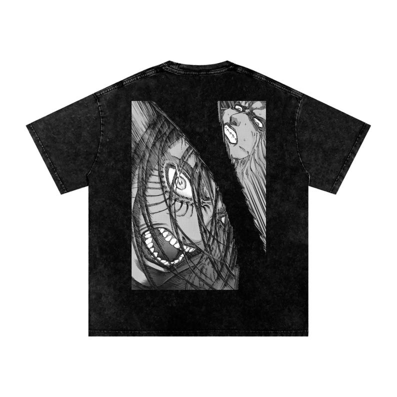 Attack on Titan Anime Acid Wash Oversize T-Shirt Eren Jeager Anime Tee Gift For Him