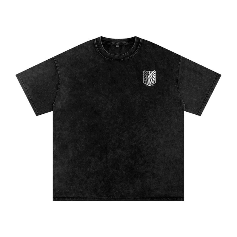 Attack on Titan Anime Acid Wash Oversize T-Shirt Eren Jeager Anime Tee Gift For Him