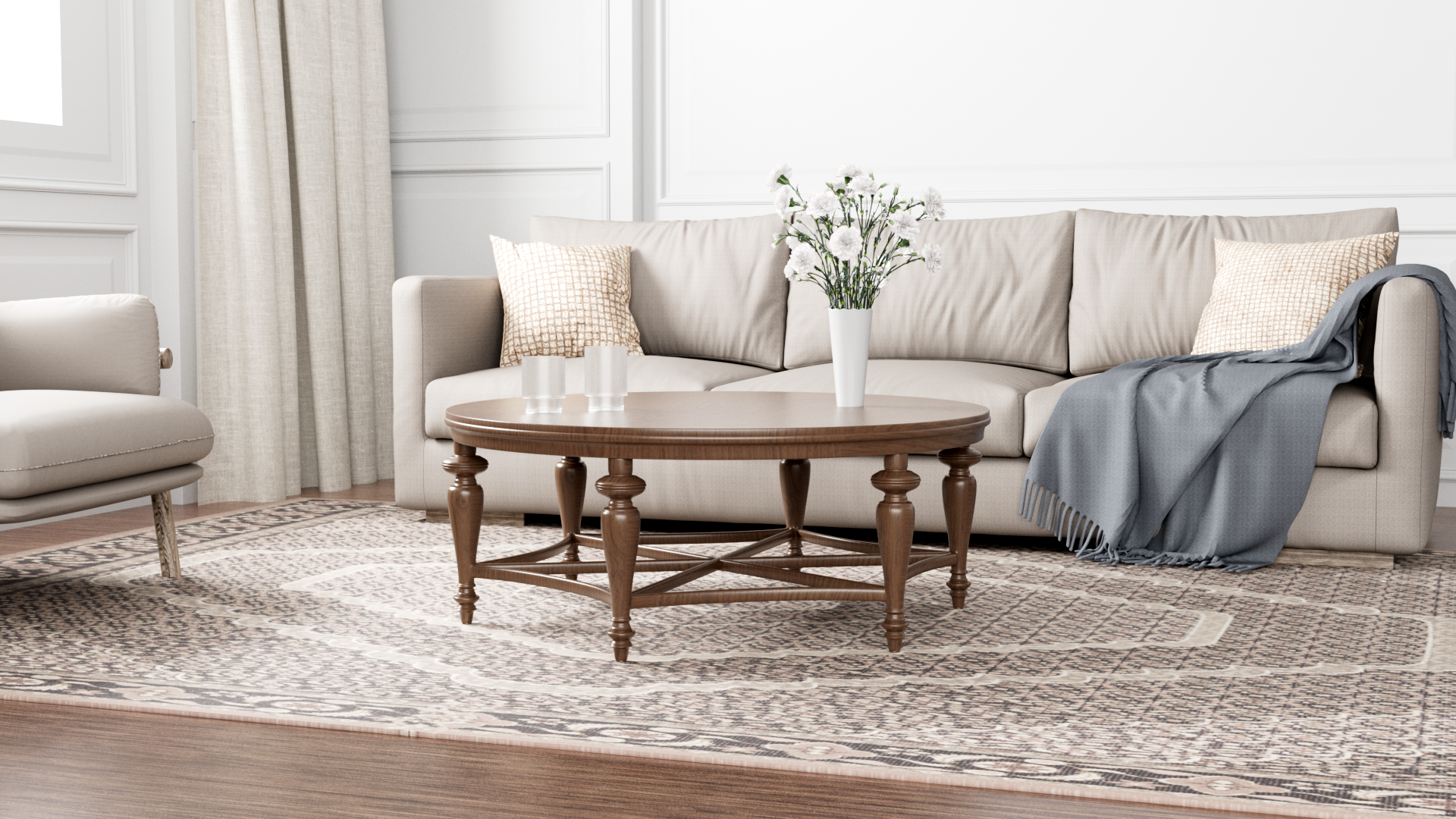 Modern Round Walnut Coffee Tables