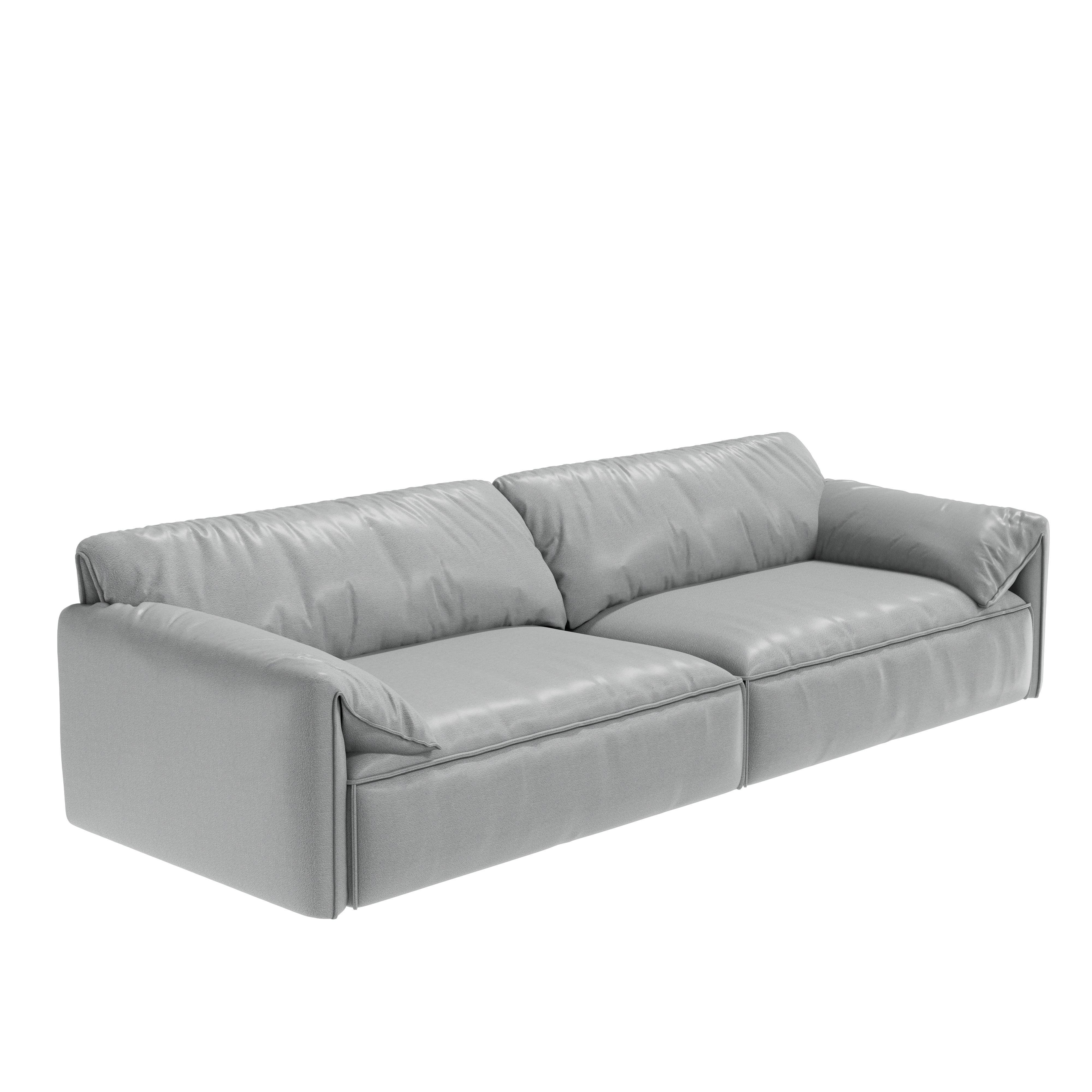Dove Gray Genuine Leather Modern Sofa