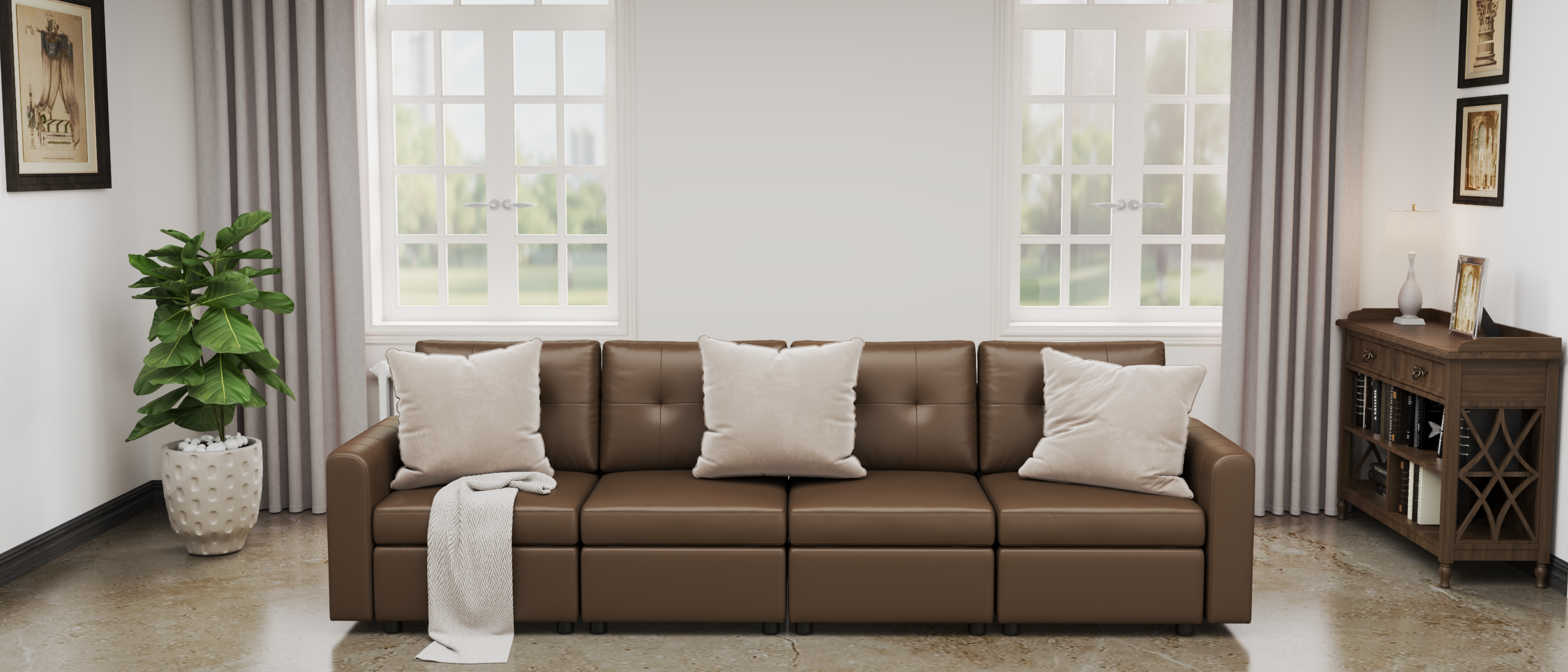 Luxury Genuine Leather Sofa Set