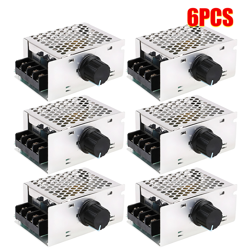 【2/4/6 PCS】 4000 W SCR állítható, nagy teljesítményű elektronikus feszültségszabályozó / sebességszabályozás / hőmérséklet szabályozás - biztosítási tokkal