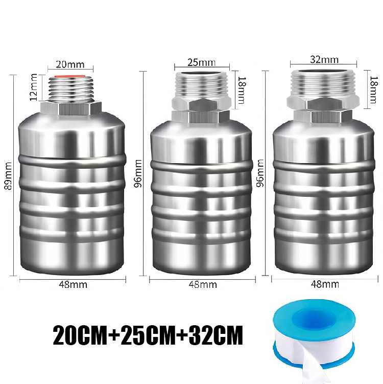 【20+25+32cm】 Rozsdamentes acél golyóscsap automatikus vízszint-szabályozó vízbefecskendezéshez