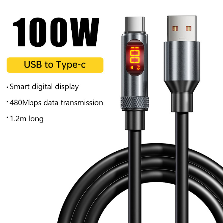 📱📱240 W-os szupergyors töltés, 1,2 m-es adatkábel, 6A-es okos digitális kijelzővel.