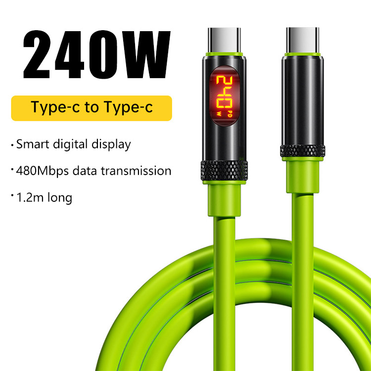 📱📱240 W-os szupergyors töltés, 1,2 m-es adatkábel, 6A-es okos digitális kijelzővel.