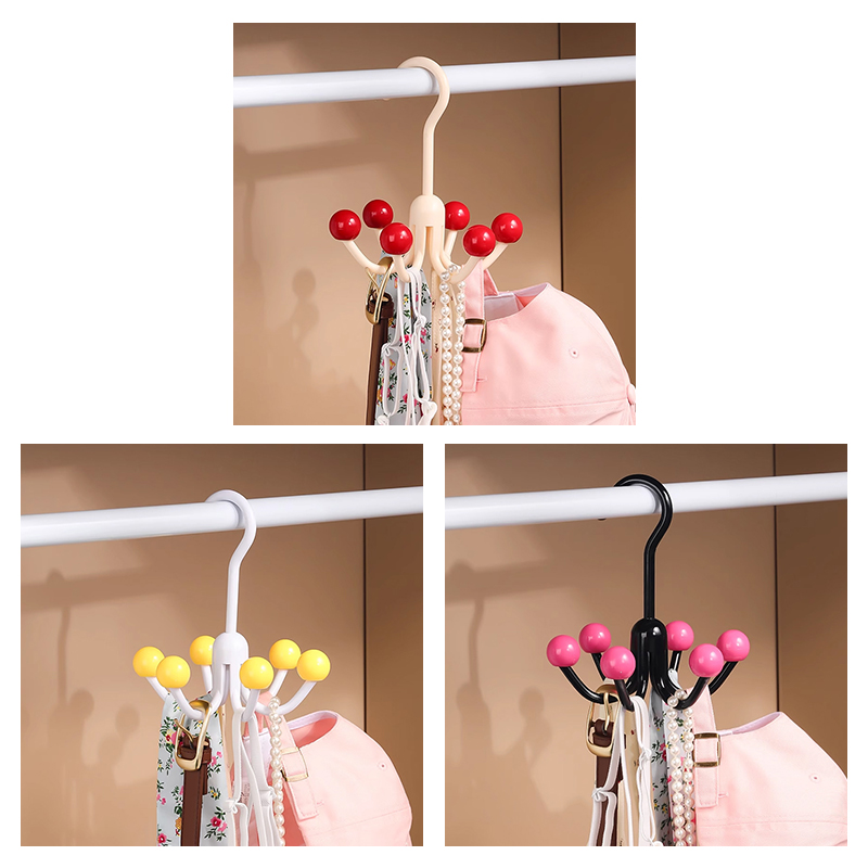 🏠🪝Multifunkcionális akasztó hat karmmal, 360°-ban forgatható, táskák/ruhák és sapkák felakasztására; multifunkcionális szárításhoz.