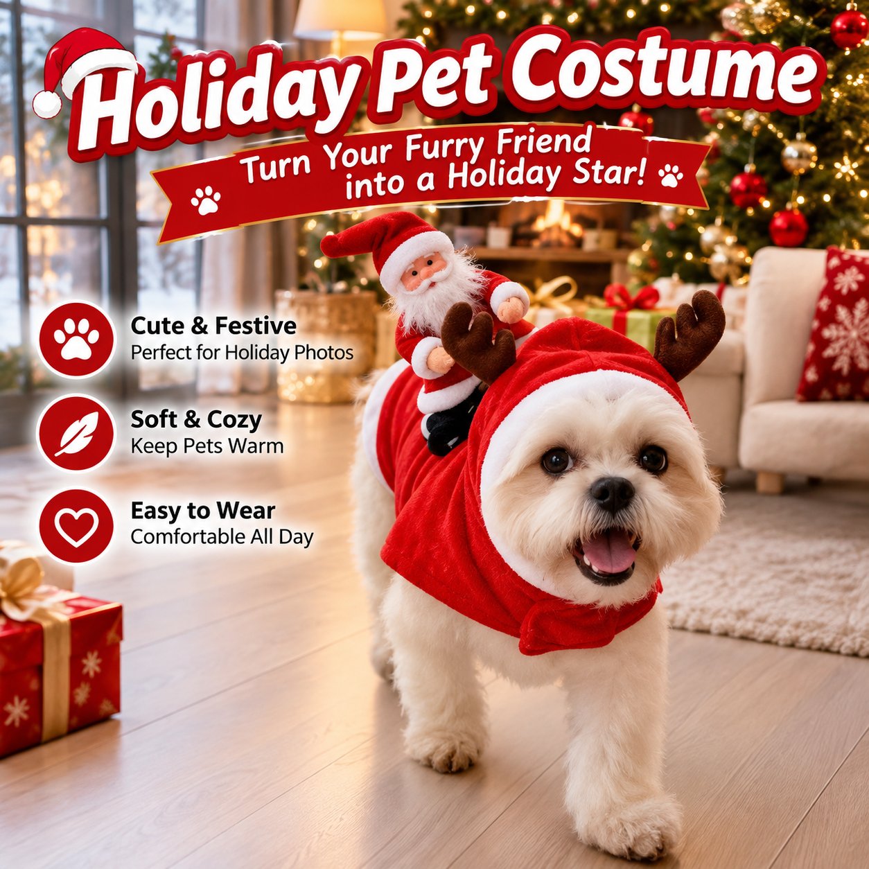 🔥Limited time 70% OFF -🎄🎅Santa Rider Pet Christmas Costume