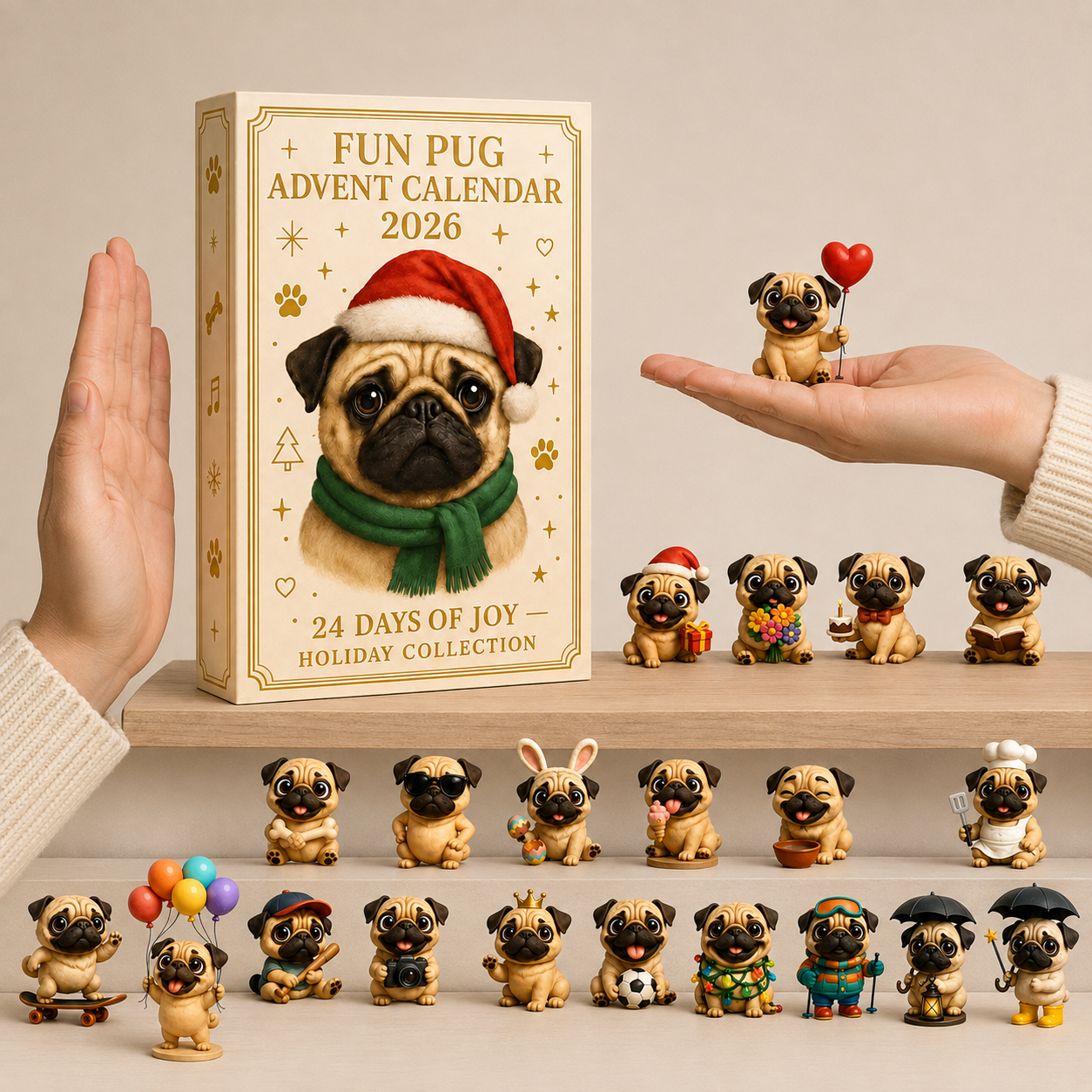 ⏳ Last Day 70% OFF – 2026 Fun Pug Advent Calendar🎄🐶