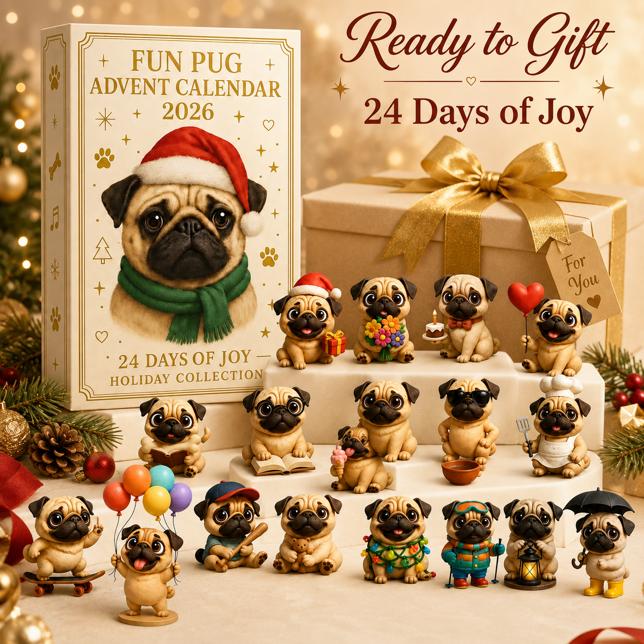 ⏳ Last Day 70% OFF – 2026 Fun Pug Advent Calendar🎄🐶