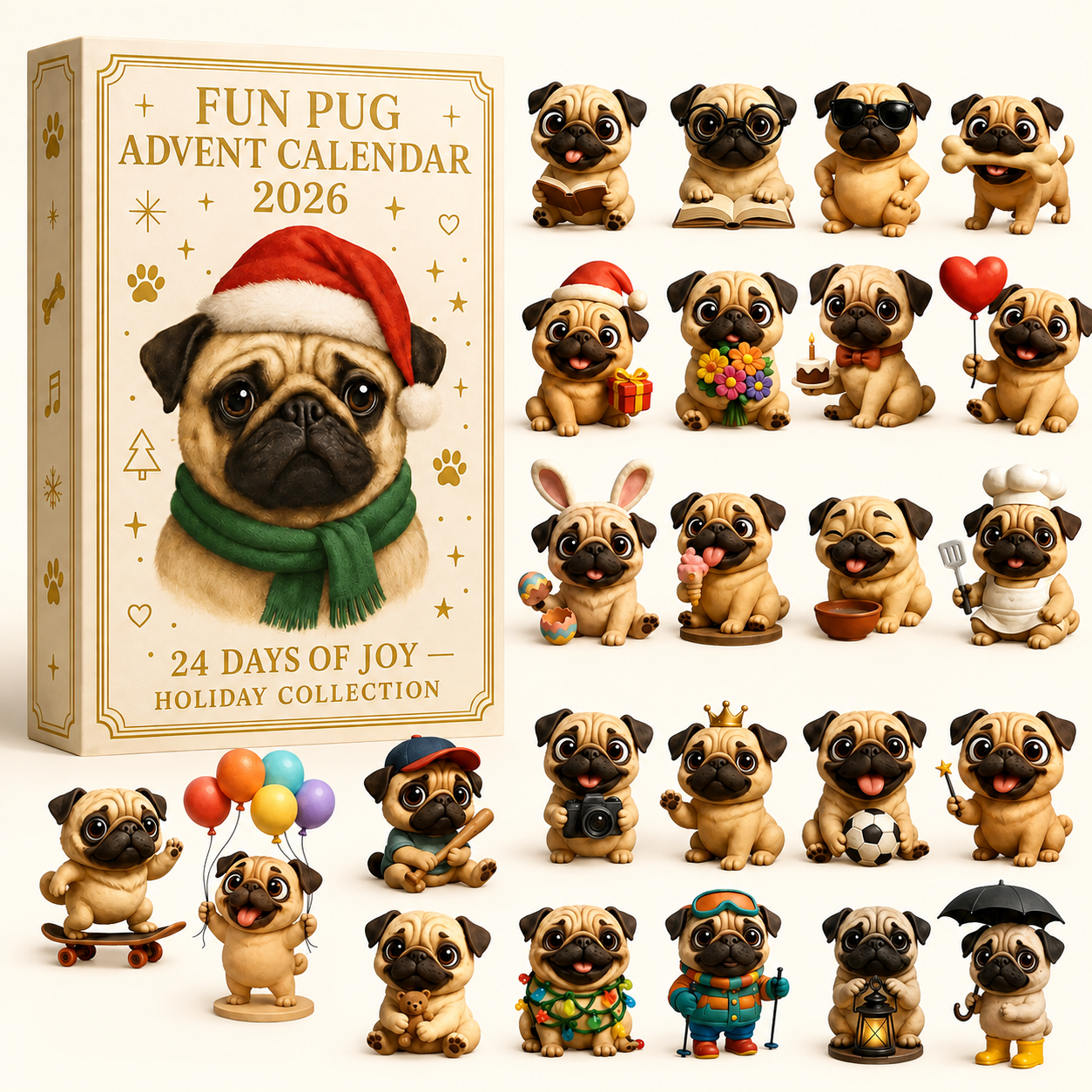⏳ Last Day 70% OFF – 2026 Fun Pug Advent Calendar🎄🐶