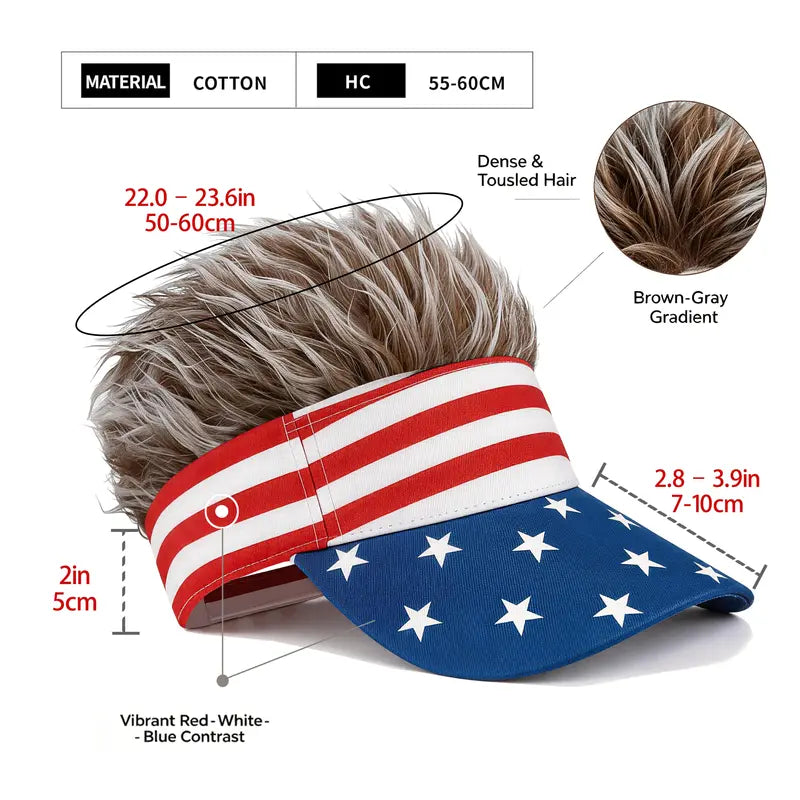 🎉American Flag Wig Hat - Celebrate 250 Years of American Heritage in Style!