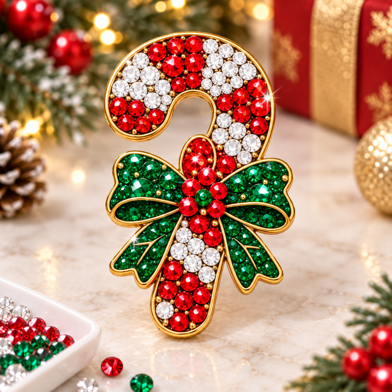 🔥Last 40pcs🎉-✨🎄 DIY Christmas Diamond Painting Brooch Kit — 6 Festive Designs, Wearable Sparkle