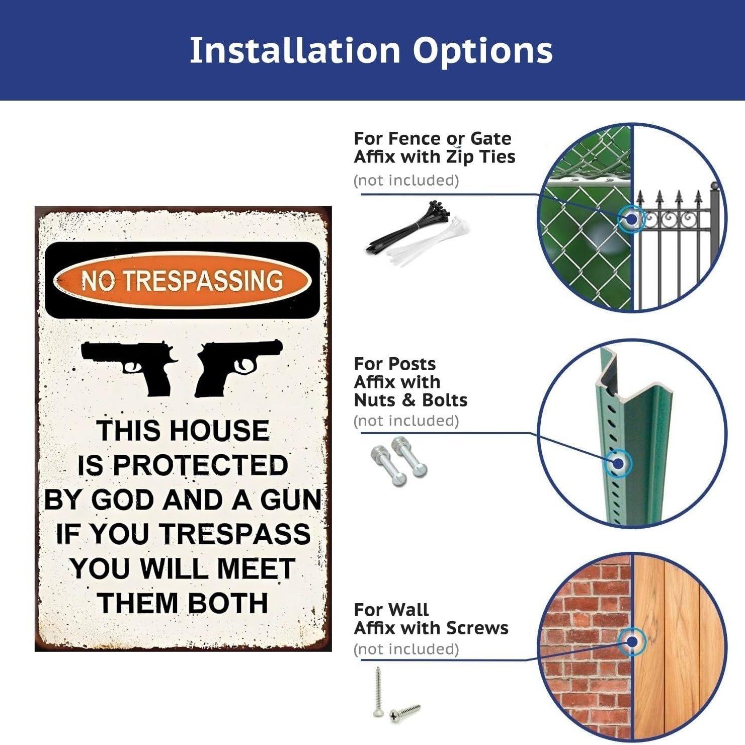 🔥Last Day Promotion-🛡️No Trespassing This House Is Protected Sign, Rust Free Weatherproof Wall Sign
