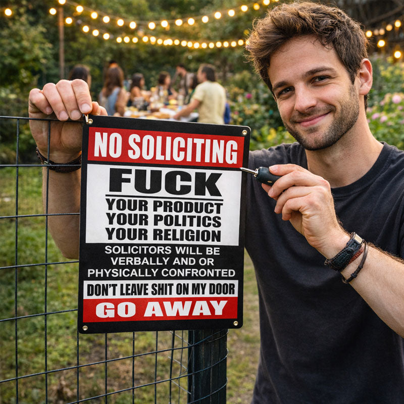 🔥 50K+ Sold | Zero-Tolerance “No Soliciting” Sign 🛑
