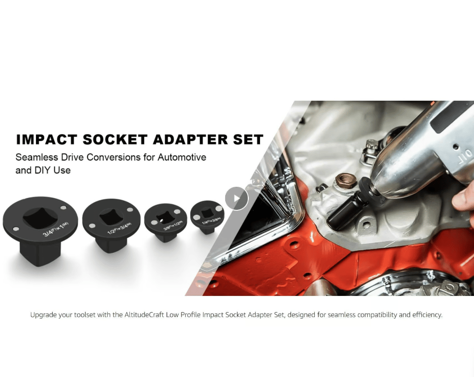 ✨2025 Low Profile Impact Socket Adapter Set – Industrial Drive Ratchet & Wrench Adapter Set for Tight Spaces, 4PC Hardware Kit: 3/4" to 1", 1/2" to 3/4", 1/2" to 3/8", 1/4" to 3/8"