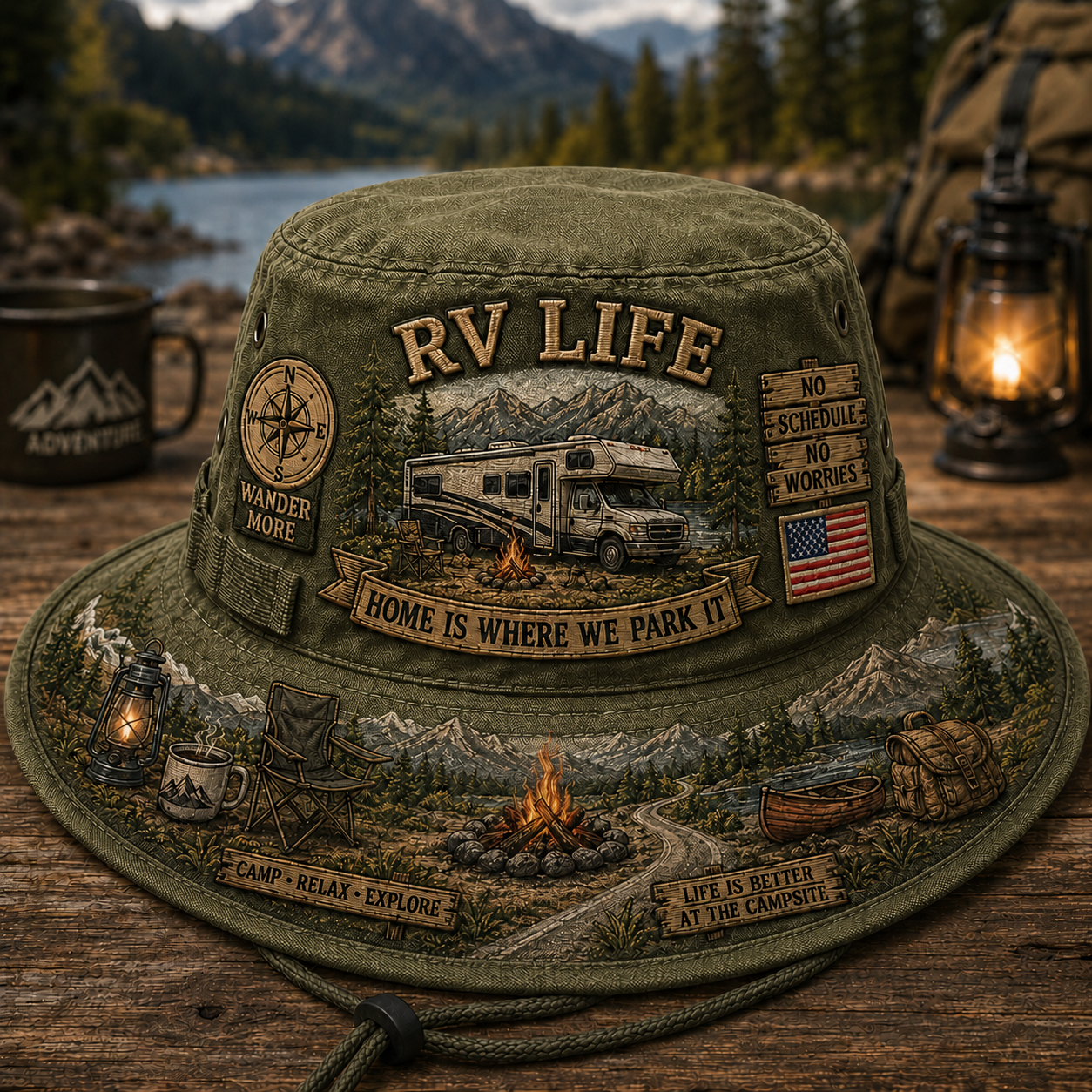 🔥Last Day 70% OFF - 🏕️Vintage RV Life Adventure Boonie Hat – Home Is Where We Park It