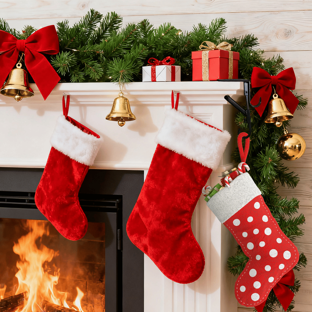 🔥LAST DAY 59% OFF -🎄Fireplace Stocking and Garland Hanger