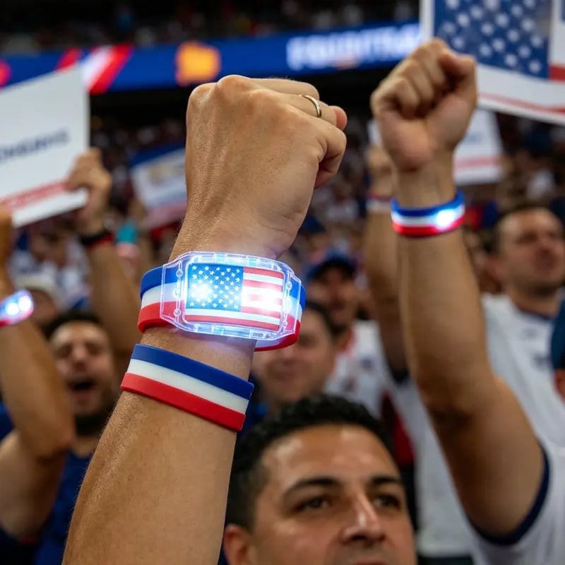 🔥250th Anniversary 70% OFF - ⚽✨2PCS LED Light Up National Flag Wristbands