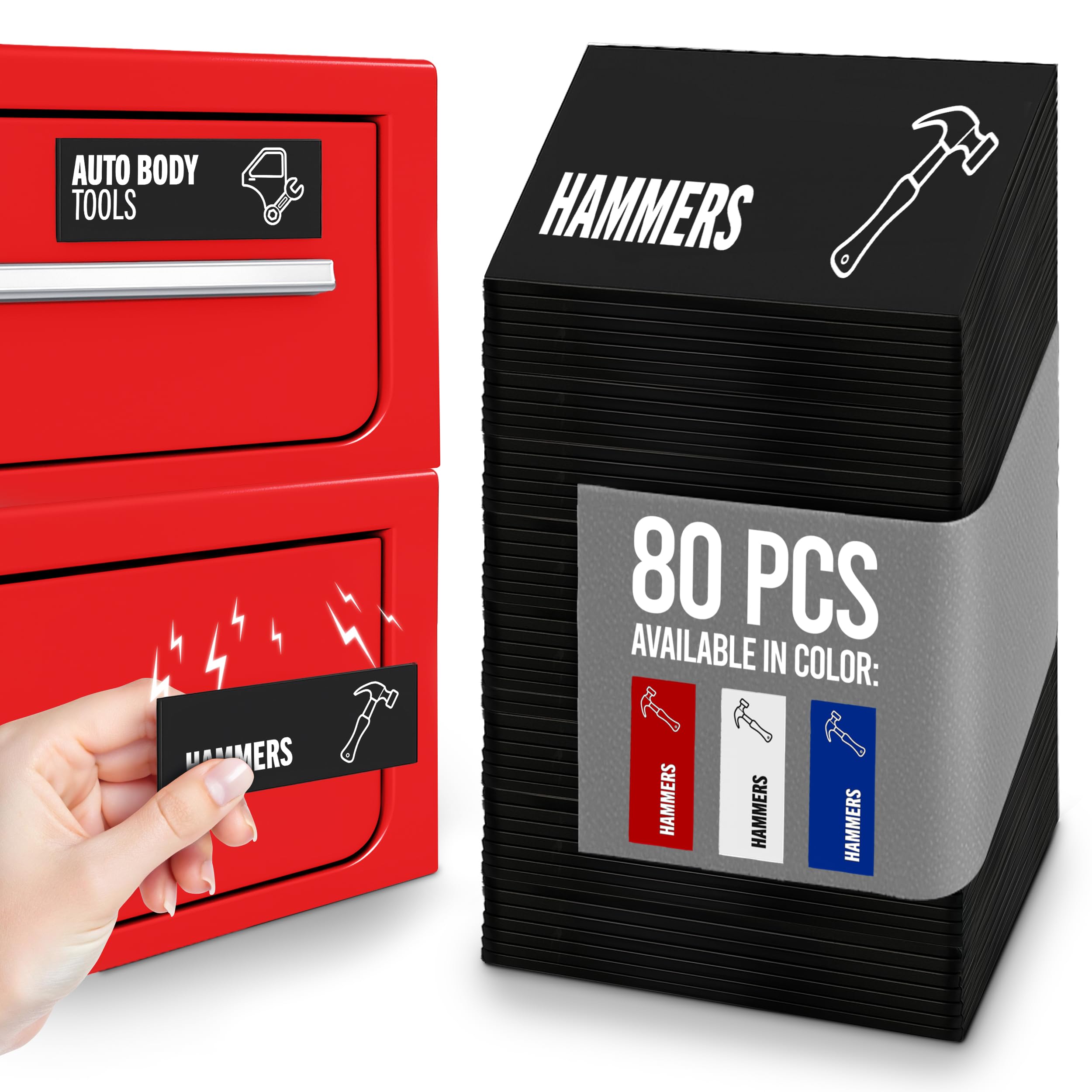 🎁80-Piece Magnetic Toolbox Labels Kit✨ Transform Your Tool Chaos into Order🧲 Reusable Labeling System