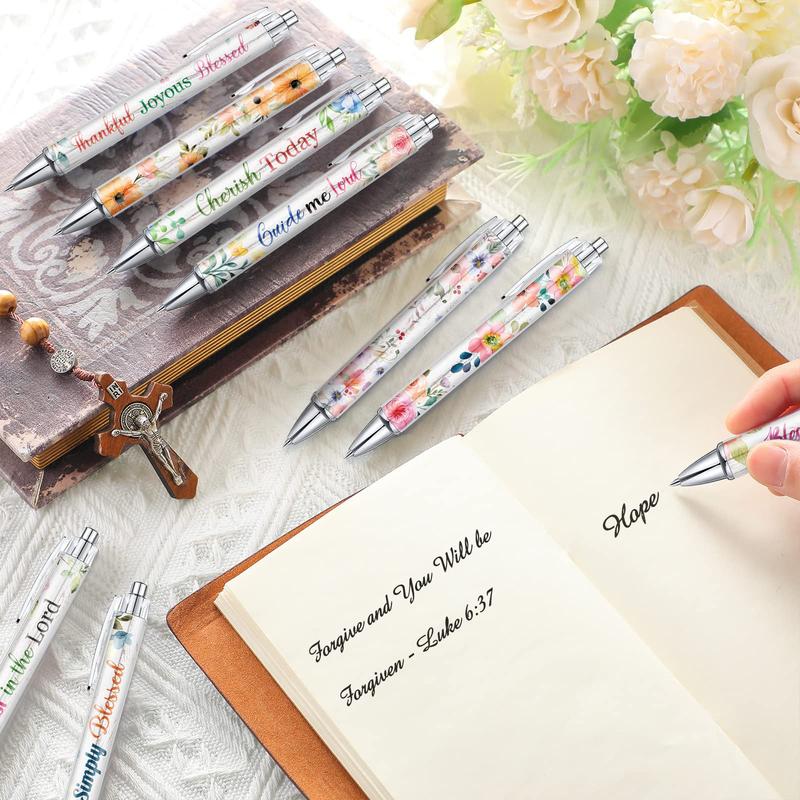 24Pcs Christian Gifts with 12 Motivational Quote Pens and 12 Bible Journal Christian Writing Pens Inspirational Ballpoint Pens Religious Notebooks with Bible Verse Bible Supplies, Gifts for Women  Student Teacher, First Holy Communion Gift, Mother's Day