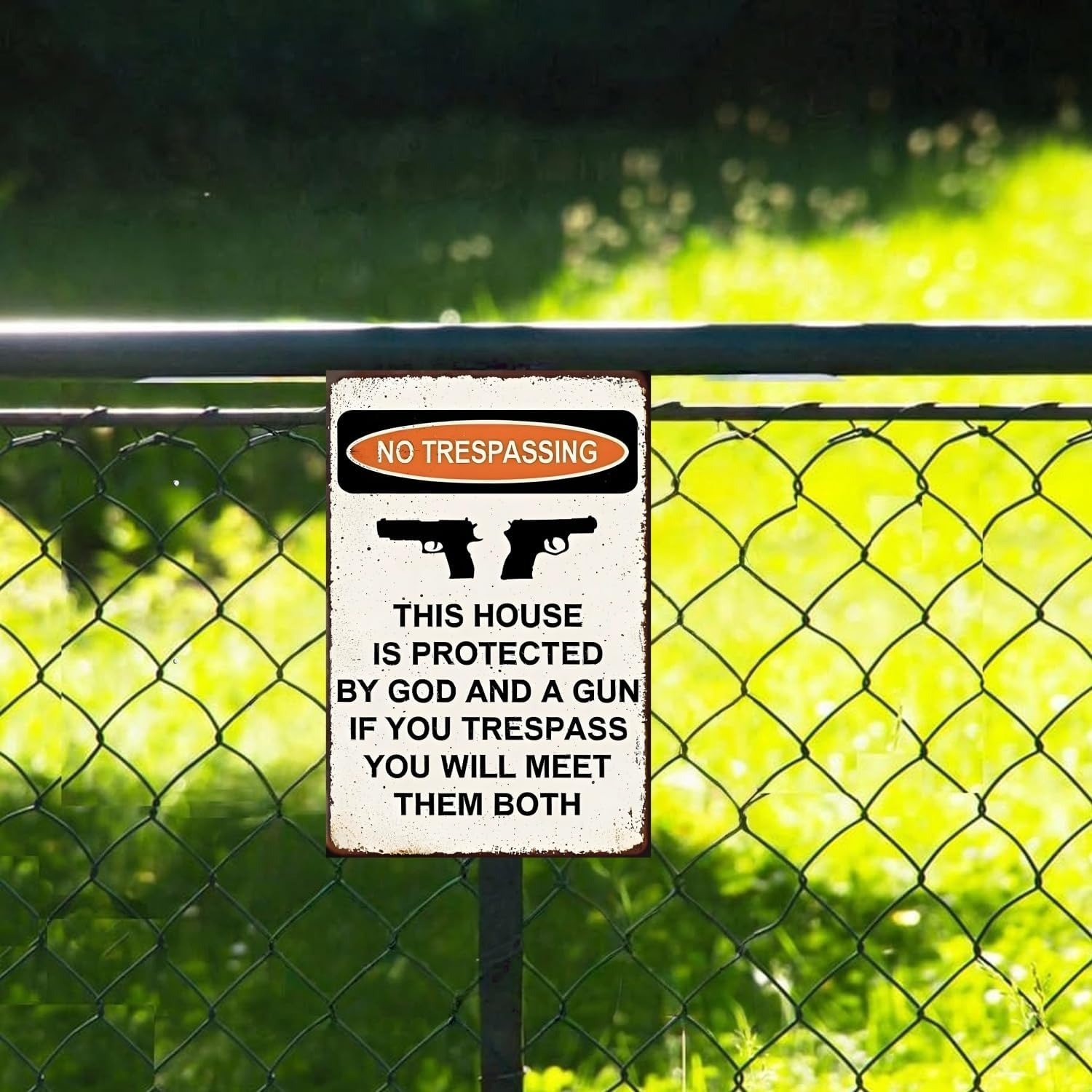🔥Last Day Promotion-🛡️No Trespassing This House Is Protected Sign, Rust Free Weatherproof Wall Sign
