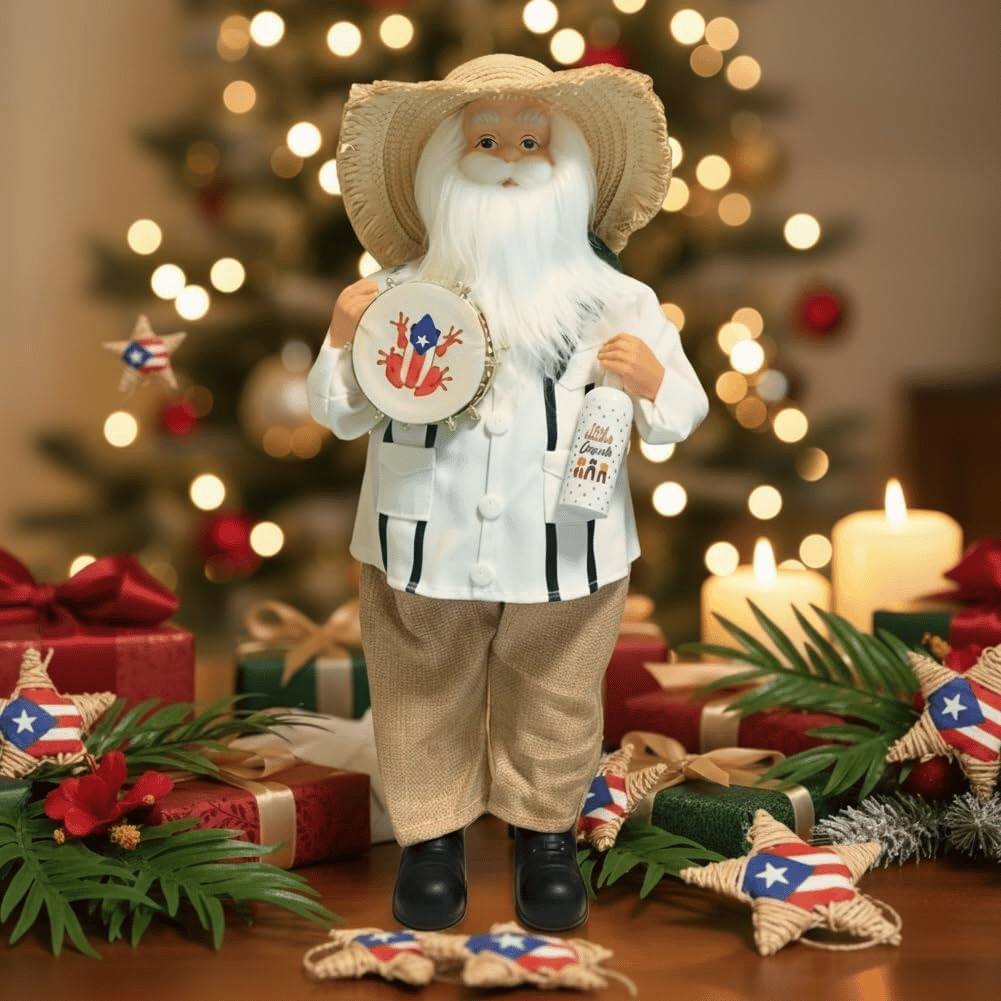 🔥Christmas Hot Sale 55% OFF🎅Puerto Rican Santa Claus – Coquito & Tambor Holiday Decor🎶