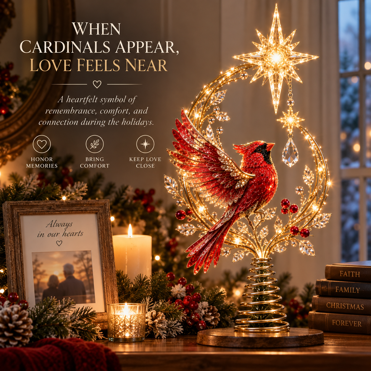 🔥 Limited Time 70% OFF – 🐦Cardinal Heaven’s Light Tree Topper🌟