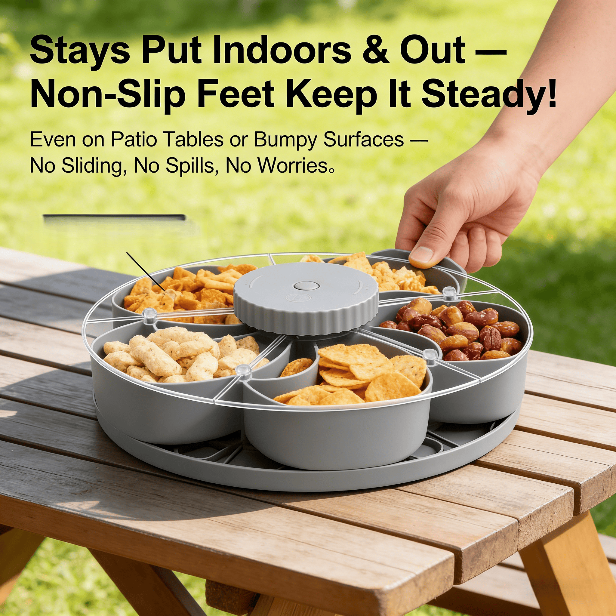 🔥Last Day 55% OFF-🍽️ Rotating 5-Compartment Snack Tray