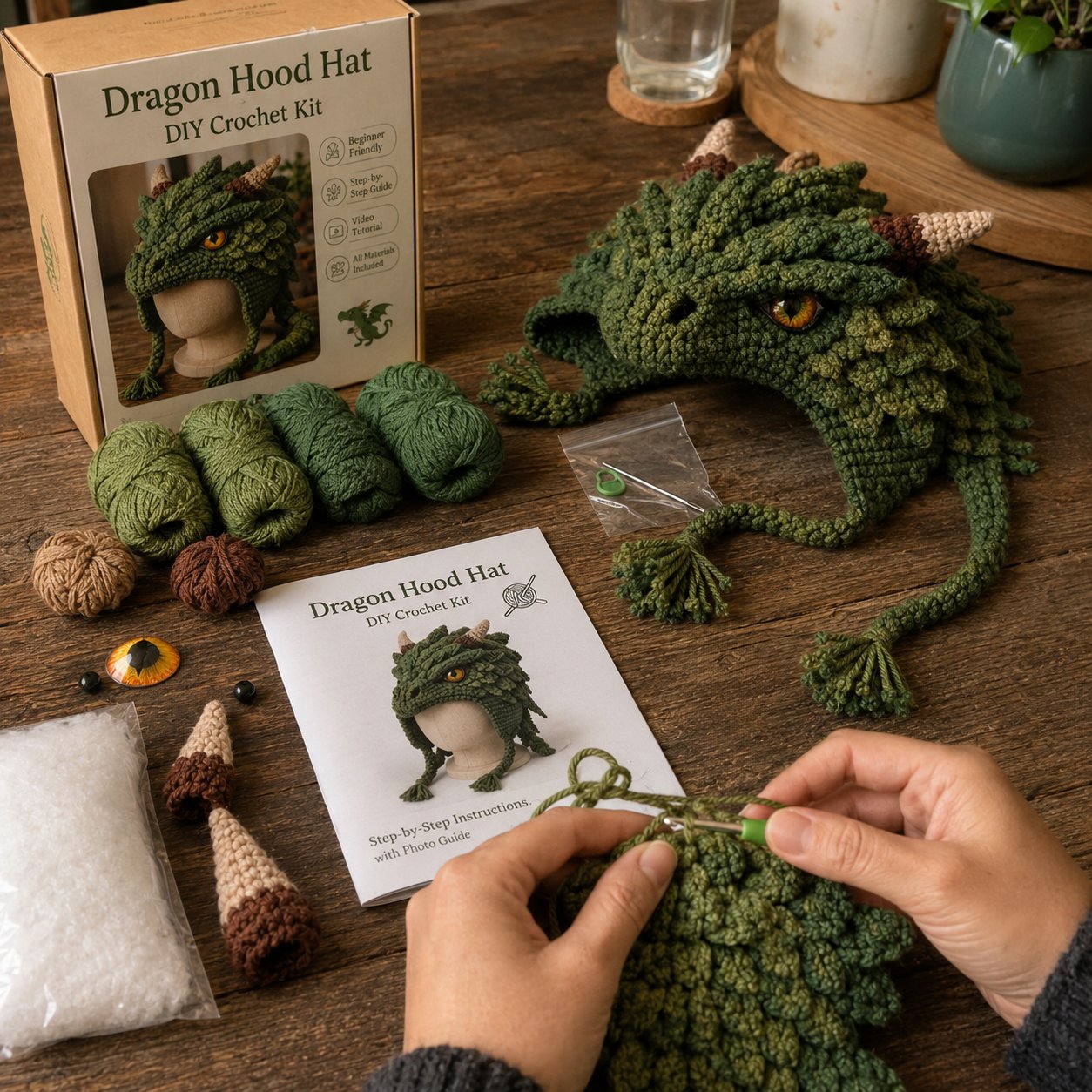 🔥Limited time 70% OFF - 🐉✨ Fantasy Hood Hat DIY Crochet Kit (🧶Relaxing & Beginner-Friendly ) 🎭✨