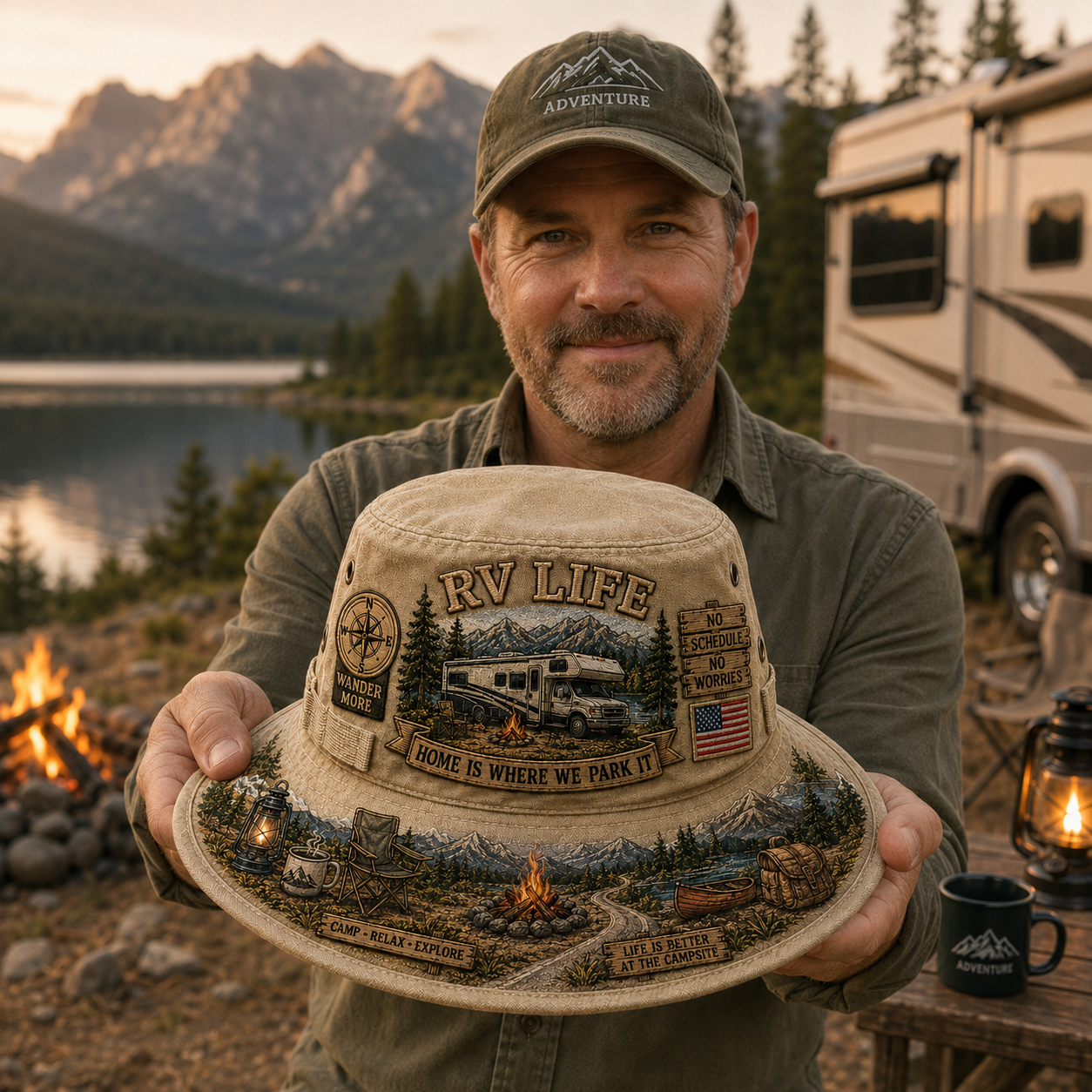 🔥Last Day 70% OFF - 🏕️Vintage RV Life Adventure Boonie Hat – Home Is Where We Park It
