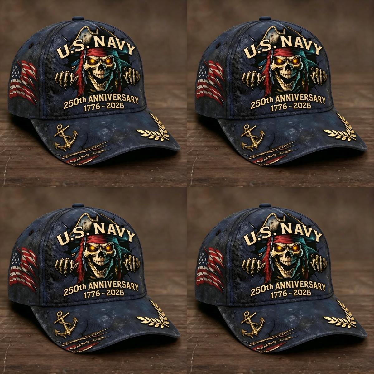 🔥 65K+ SOLD! ⚓ U.S. Navy 250th Anniversary Skull Cap – Bold Edition 🇺🇸
