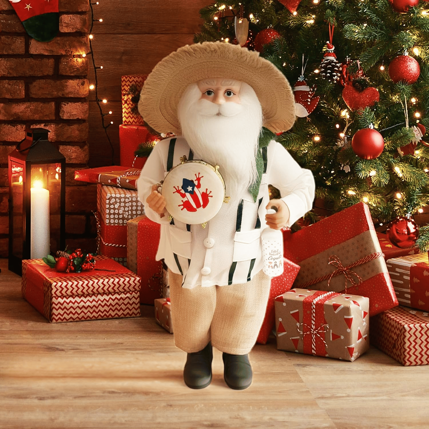 🔥Christmas Hot Sale 55% OFF🎅Puerto Rican Santa Claus – Coquito & Tambor Holiday Decor🎶