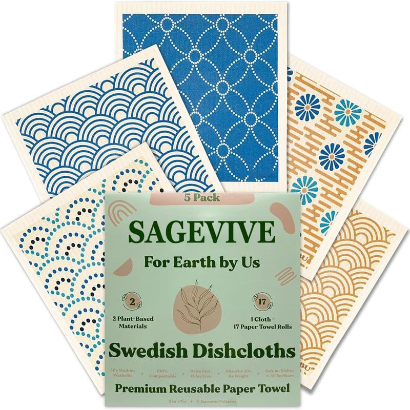 🏆Flash Sale⚡50K+ SOLD! Almost Gone-💥Swedish Dishcloths for Kitchen & Cleaning | 5 Pack