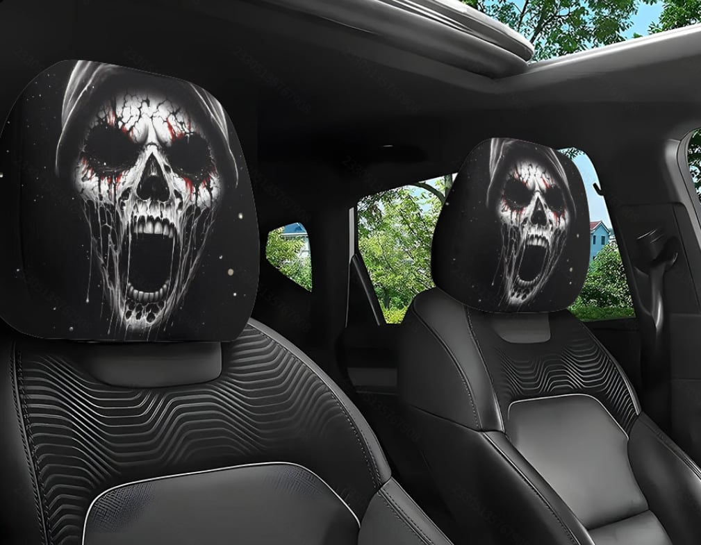 🔥LAST DAY 55% OFF😆 Funny Cartoon Car Headrest Covers – 2PCS Universal Fit 🚗