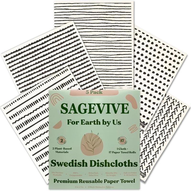 🏆Flash Sale⚡50K+ SOLD! Almost Gone-💥Swedish Dishcloths for Kitchen & Cleaning | 5 Pack