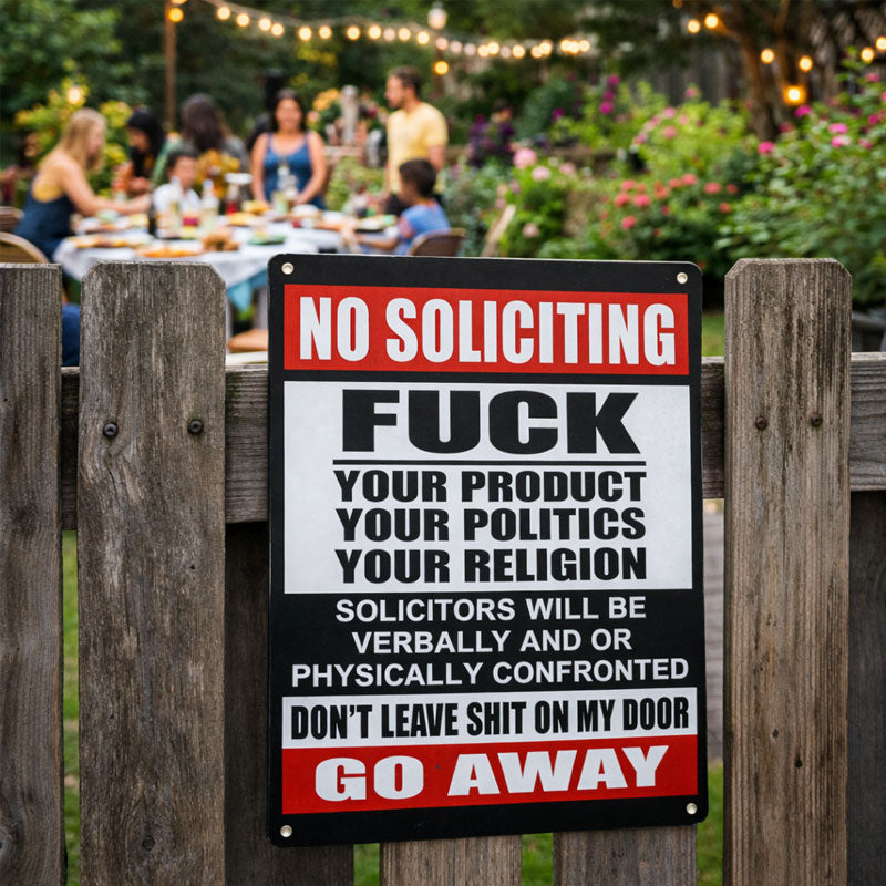 🔥 50K+ Sold | Zero-Tolerance “No Soliciting” Sign 🛑