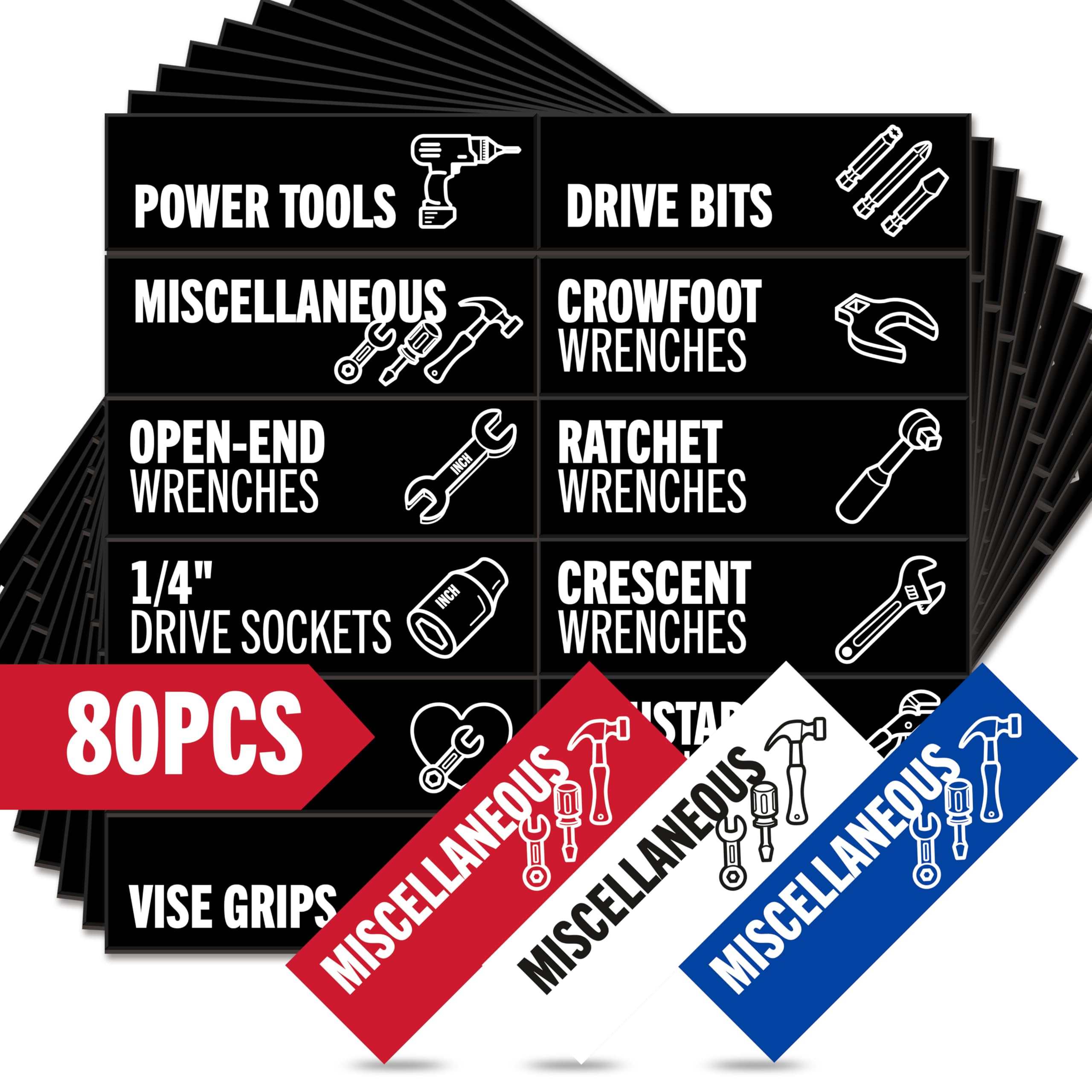 🎁80-Piece Magnetic Toolbox Labels Kit✨ Transform Your Tool Chaos into Order🧲 Reusable Labeling System