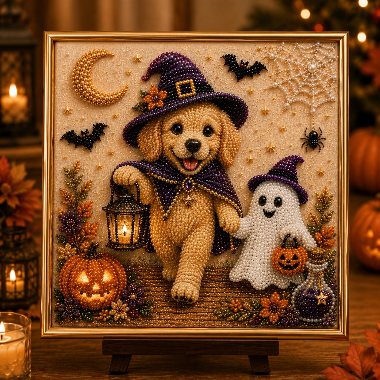 🧘Relaxing & Beginner-Friendly -💎 DIY Halloween Puppy Pearl Painting Kit🐶(❤Same as the Vedio)