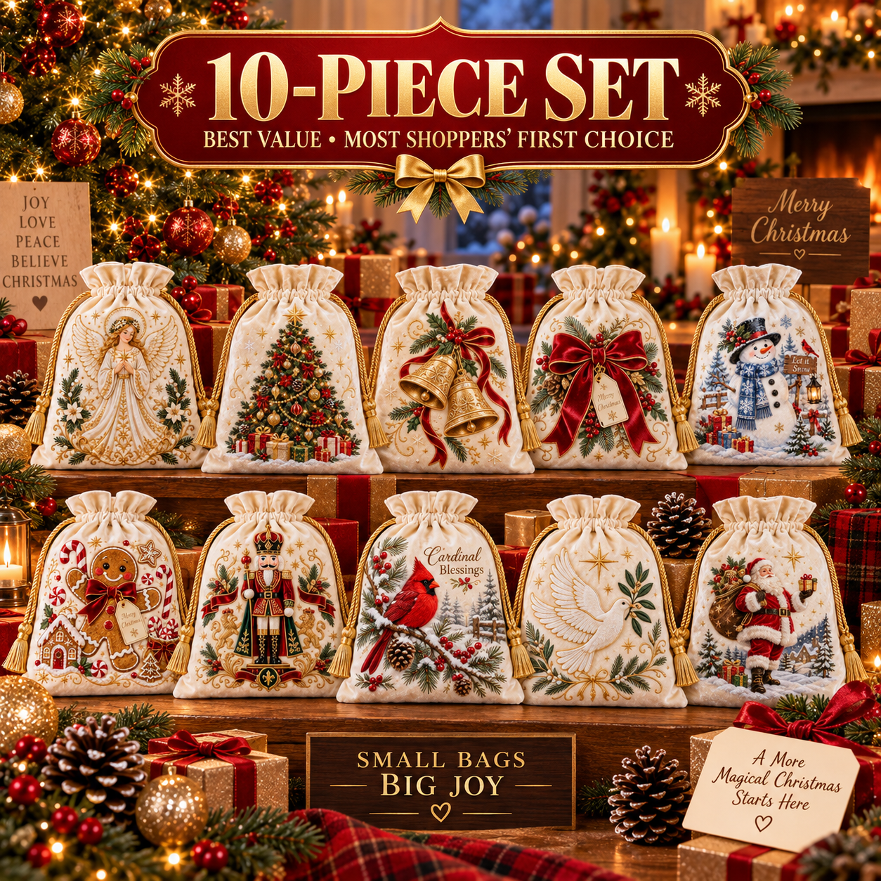 🔥Last 40pcs🎉-🎁 Premium Soft Velvet Christmas Gift Sack🎄