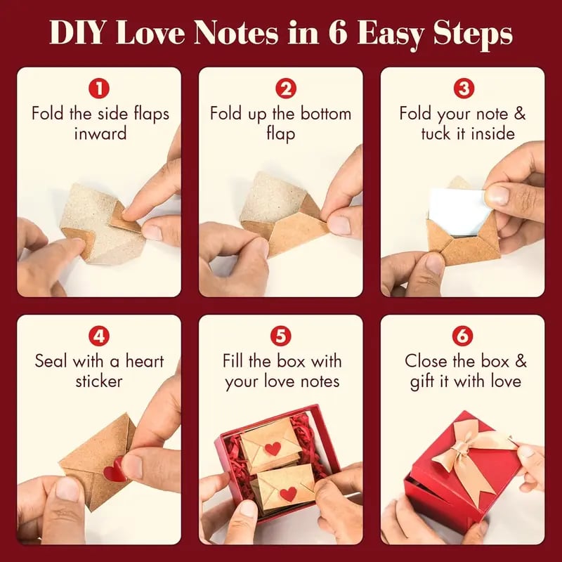 💌DIY Love Notes Box - Mini Blank Cards & Envelopes for Him/Her💕