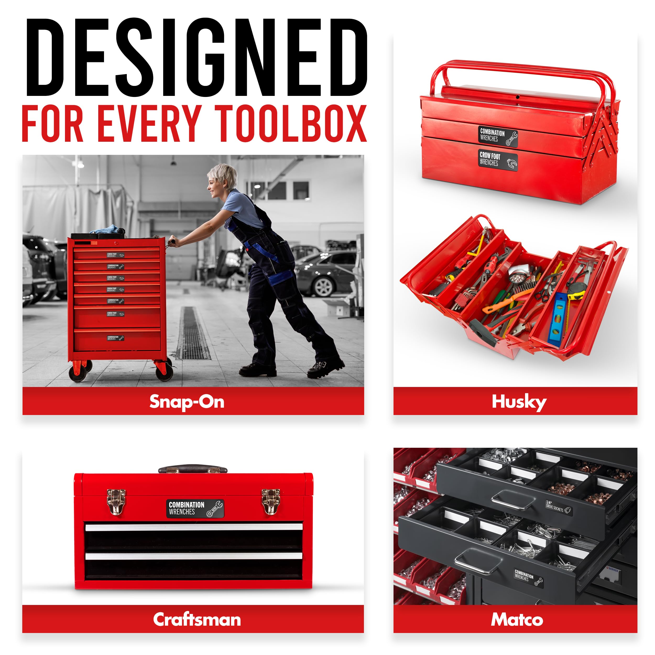 🎁80-Piece Magnetic Toolbox Labels Kit✨ Transform Your Tool Chaos into Order🧲 Reusable Labeling System