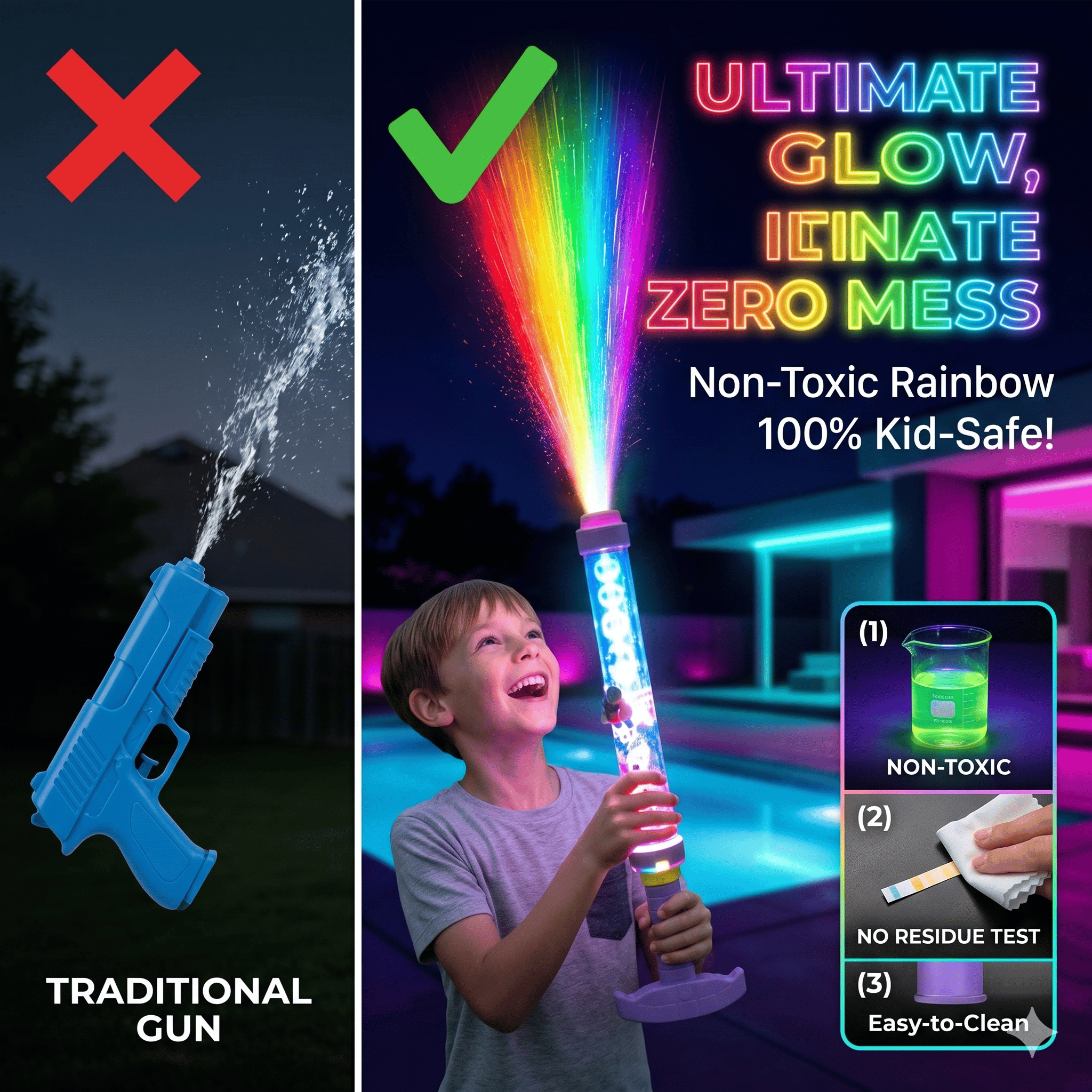 🌈 Glowing Rainbow LED Water Blaster | Summer Fun That Pops Like Magic! ✨
