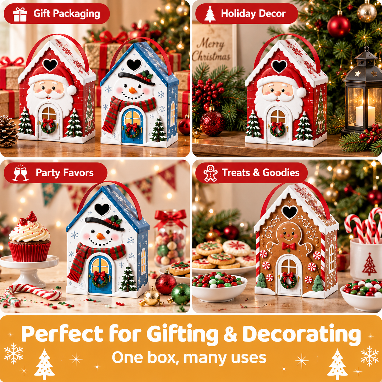 🔥Last day 70% OFF - 🎄🎁 Christmas Cottage Handle Gift Box – A Festive Little House Full of Surprises