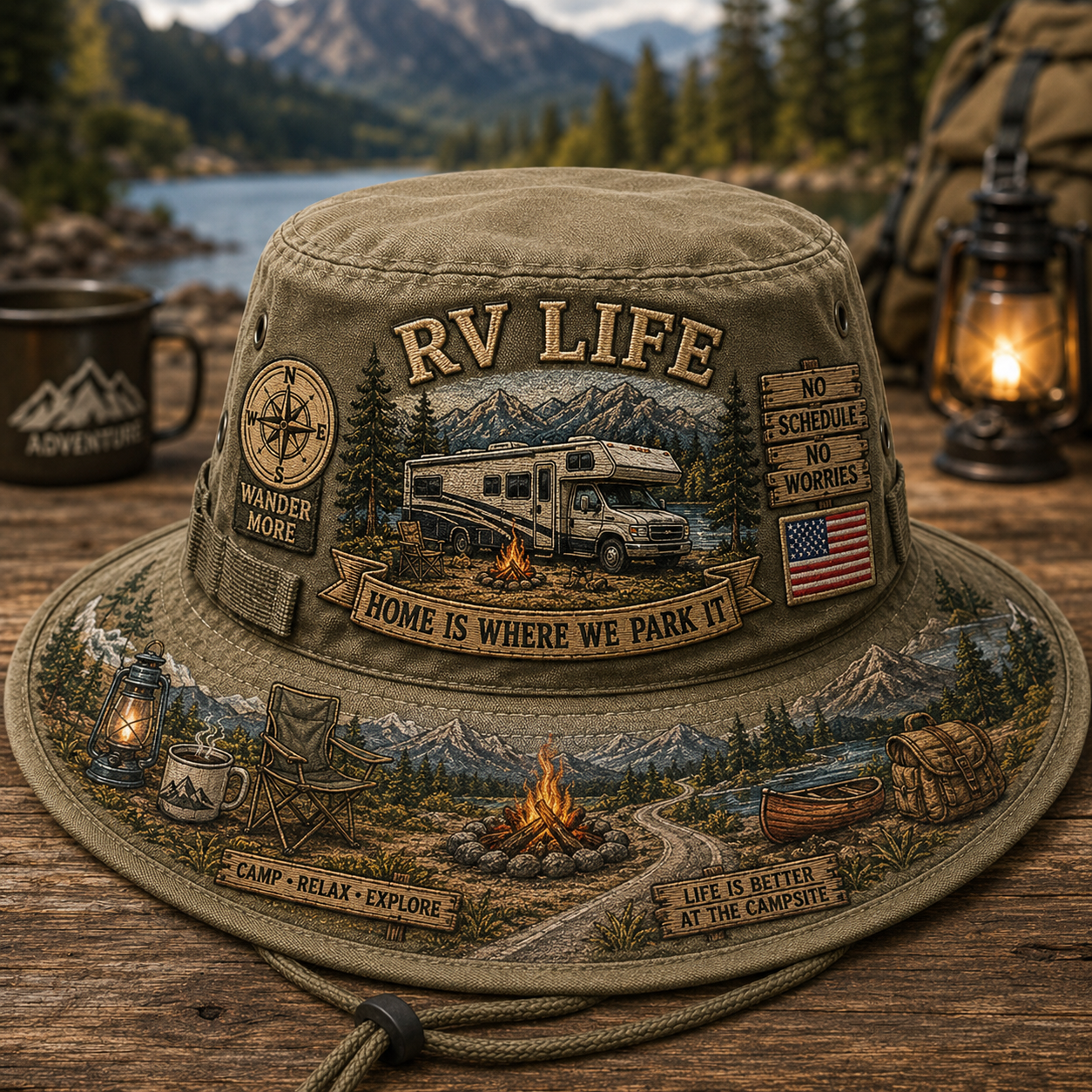 🔥Last Day 70% OFF - 🏕️Vintage RV Life Adventure Boonie Hat – Home Is Where We Park It