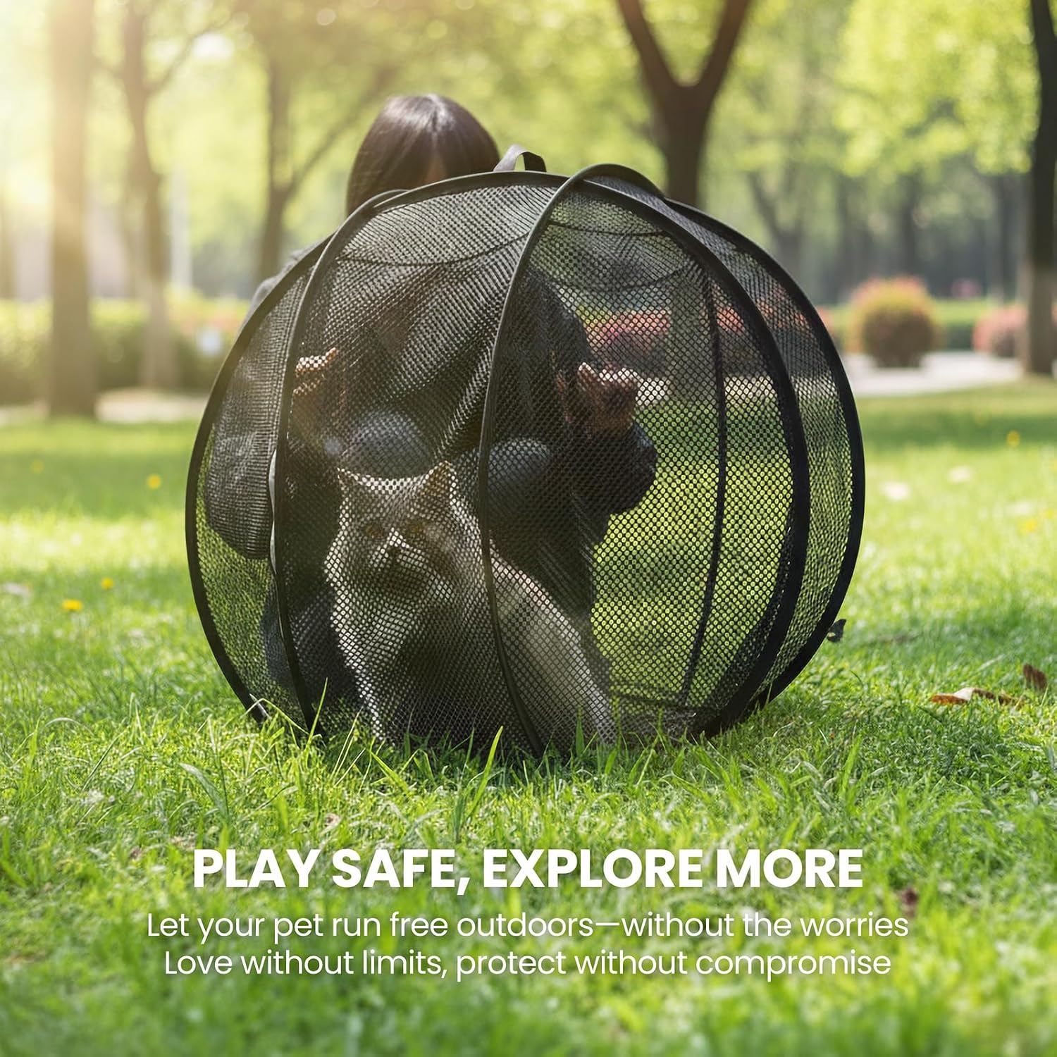 Panoramic breathable mesh cat enclosure