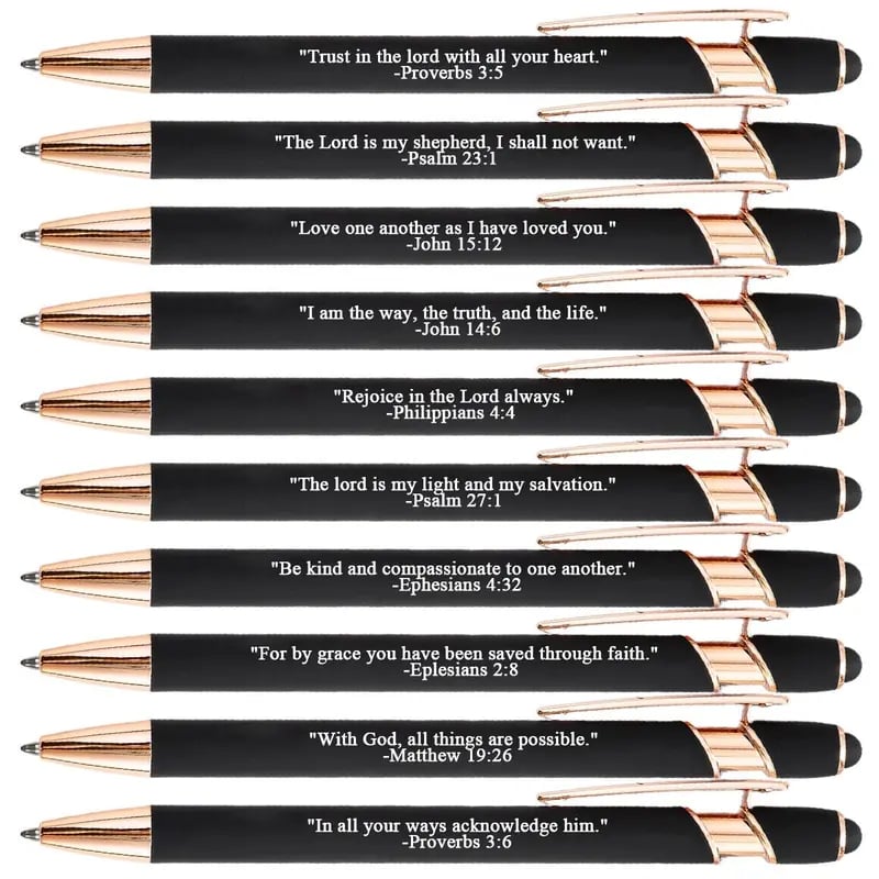 ❤️🙌Find Daily Strength: Premium Comfort Bible Verse Pens – 10pcs (Gift Set)
