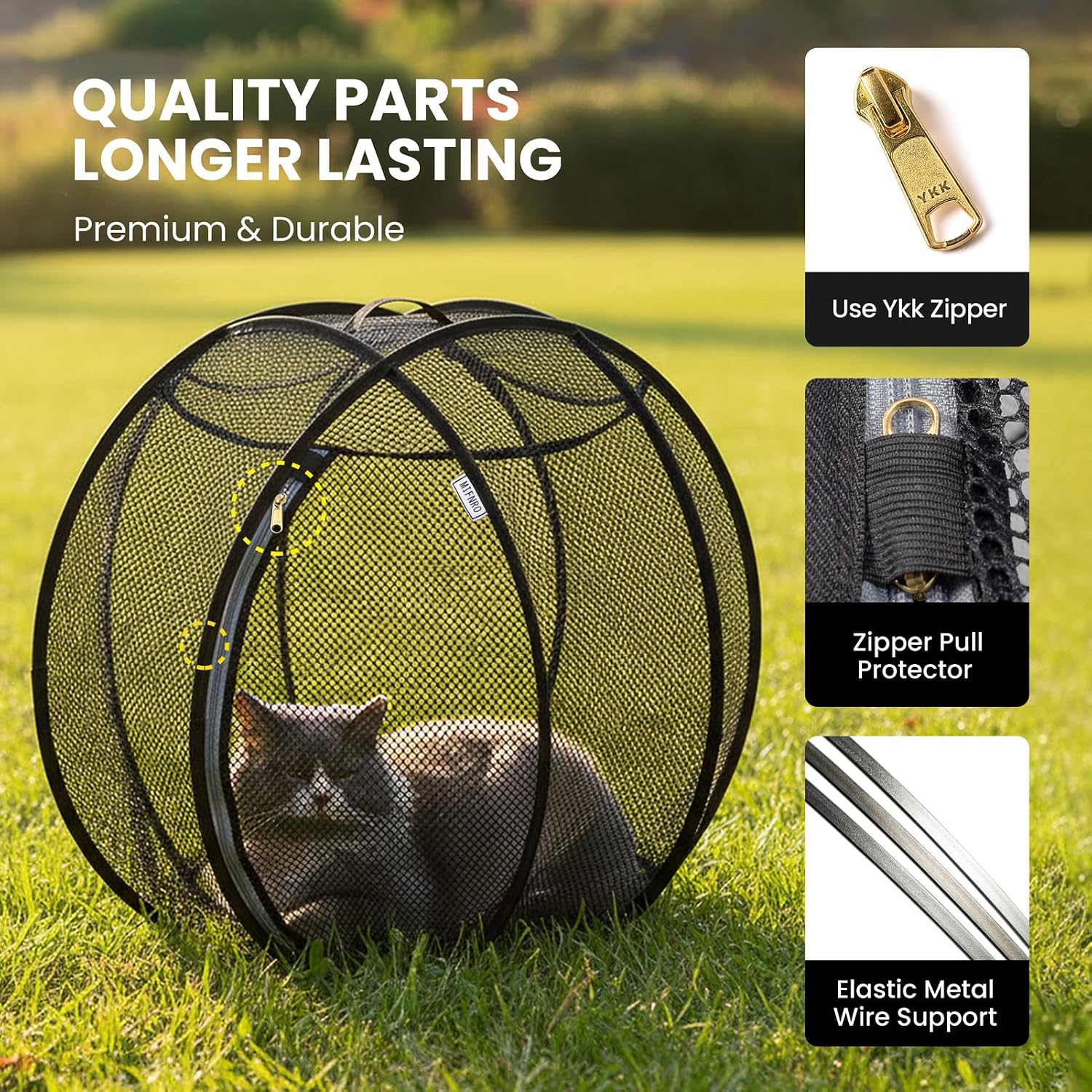 Secure mesh cat playpen door and structure