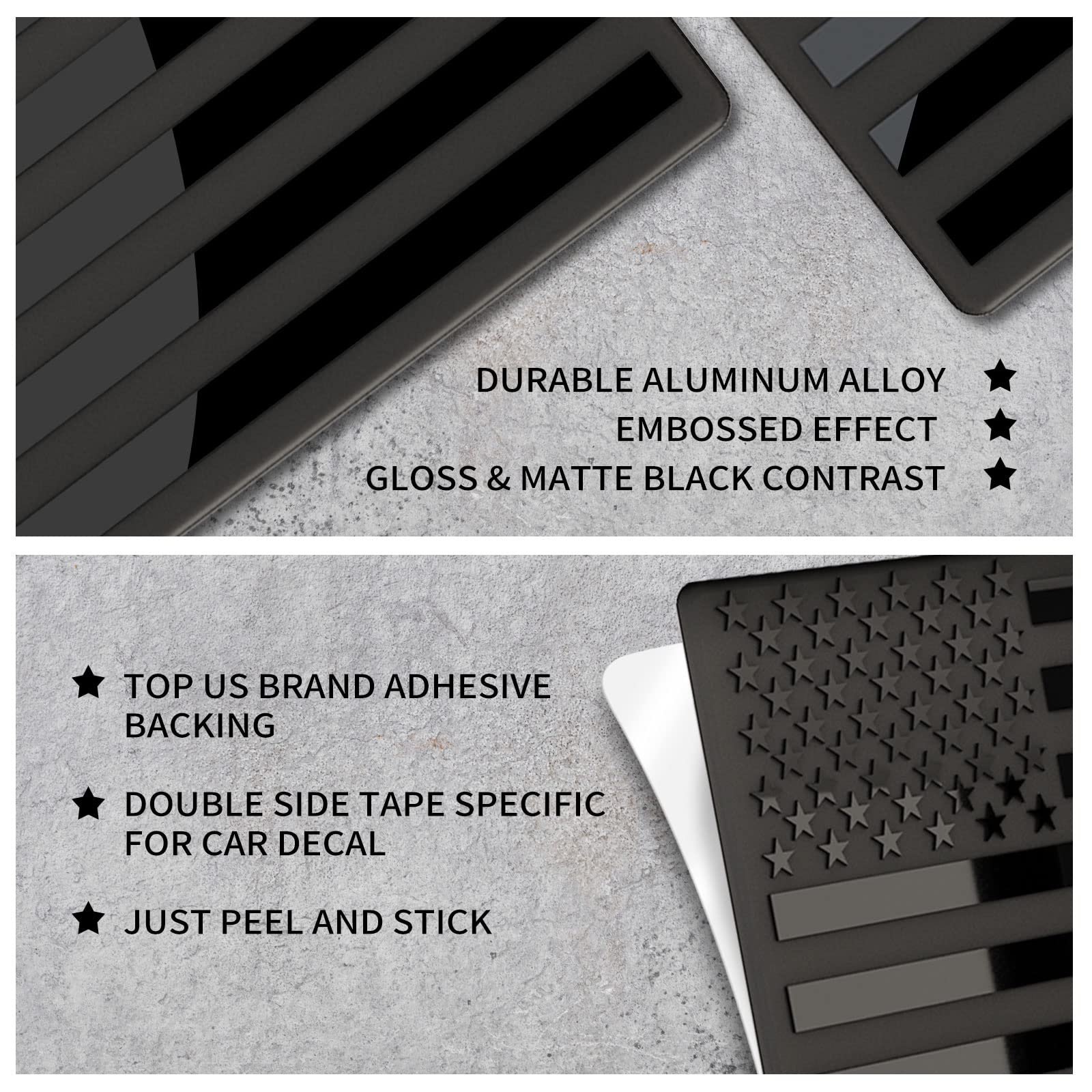 š„Last Day 55% OFF - 3D All-Black American Flag Emblem Decal