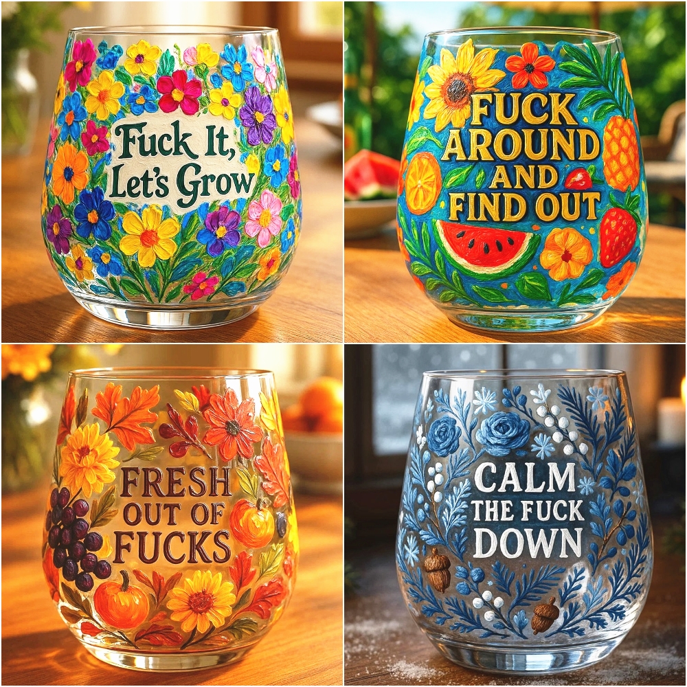 🔥Limited Edition🎁Hand-painted Swear Four Seasons Glass